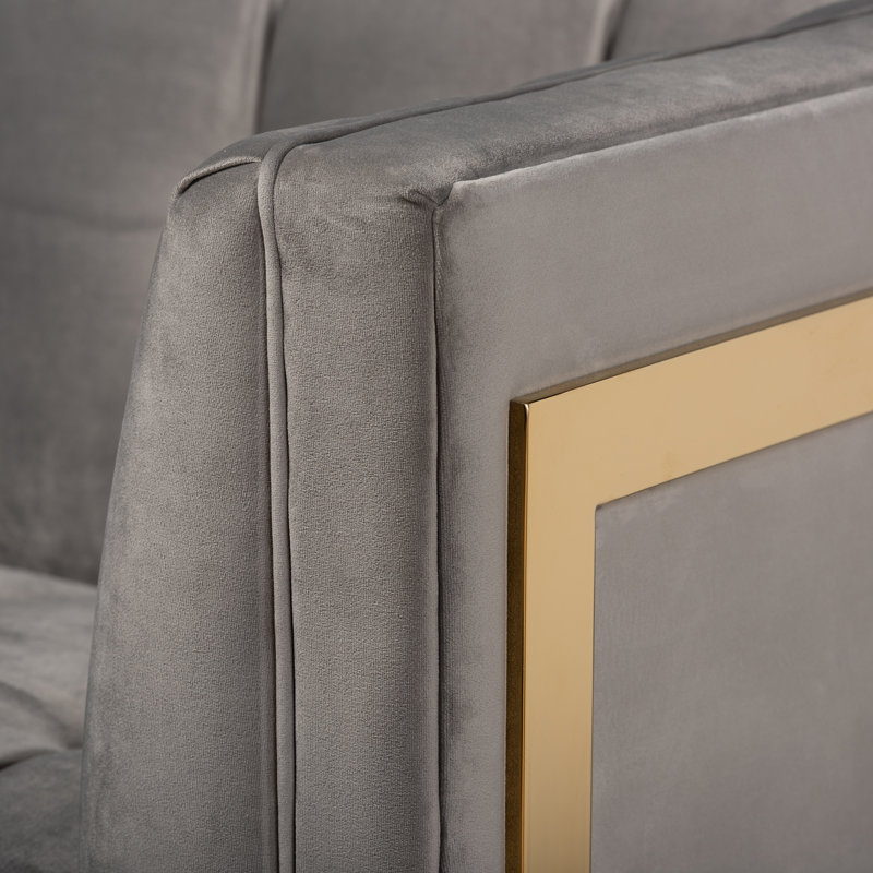 Belva 83.5 " Velvet Sofa, Gray Velvet