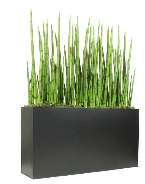 Faux Snake Plant (Sansevieria) Grass in Metal Planter