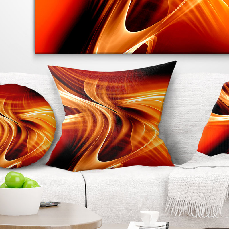 Conception abstraite orange fractale chaleureuse - Coussin imprimé abstrait, 16 po x 1 po, Coussin décoratif