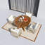 Ensemble 5 pièces de table de salle à manger d'extérieur moderne en bois d'acacia extensible, ensemble de table ronde pliable en forme de feuille de papillon de 12 pouces avec 4 fauteuils en rotin, structure en fer robuste, housses de coussin amovibles, facile à installer