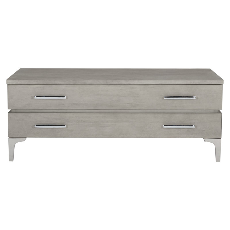 Transitional Gray Rectangular Coffee Table with Metal Accents and Storage