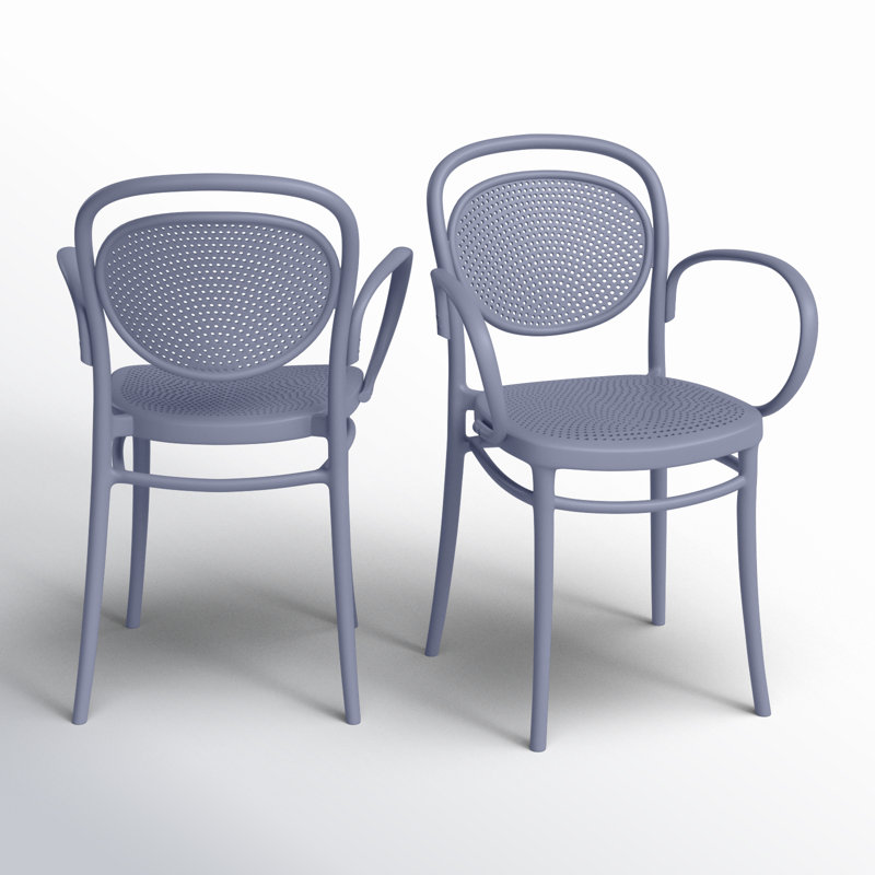Farrah Stacking Patio Dining Armchair, Dark Gray