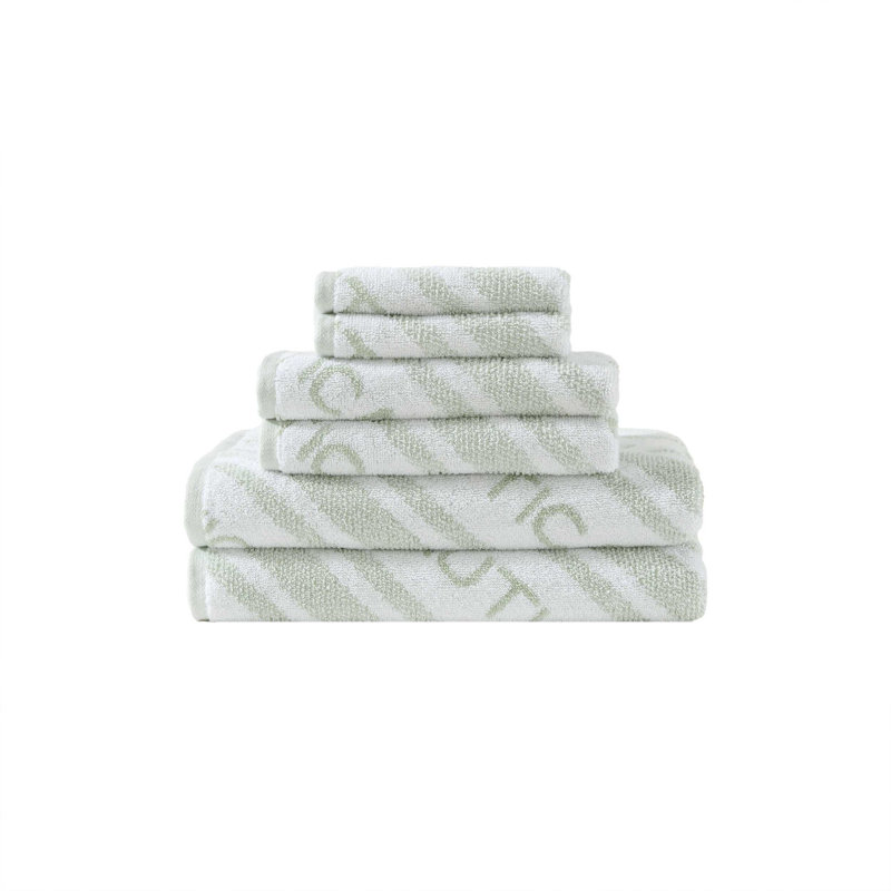 Ensemble de serviettes 6 pièces 100% coton Nautica, Minera rayé vert