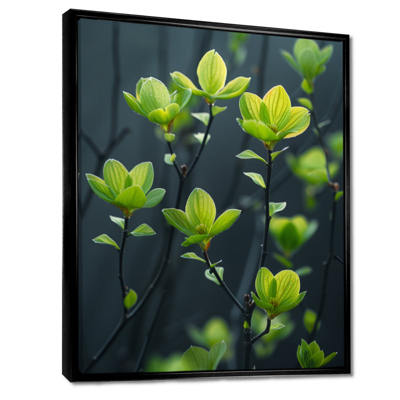Fougère verte et noire «Meadow», Toile avec cadre flottant noir, H 44 po x l 34 po x P 1,5 po