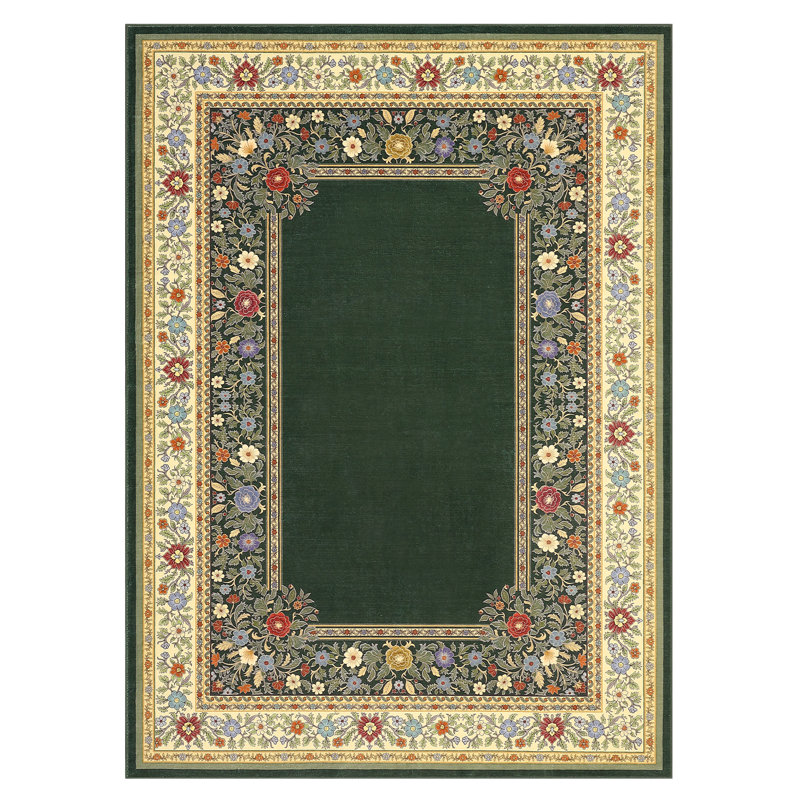 Floral Rug for Bedroom  Washable Area Rugs for Living Room Non Slip Thin, Soft Throw Carpet for Nursery, Kids Playroom, Classroom, Home Office Decor