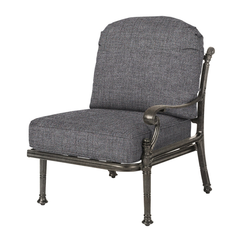 Florence Cushion Left Arm Lounge Chair, Cast Slate Sunbrella® Plainweave, Desert Bronze
