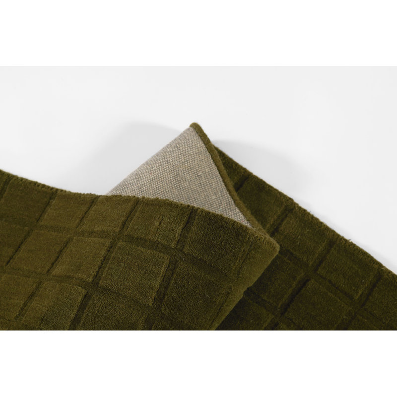 AllModern Contour Hand Loomed Wool Geometric Green Area Rug, Rectangle 6' x 9'