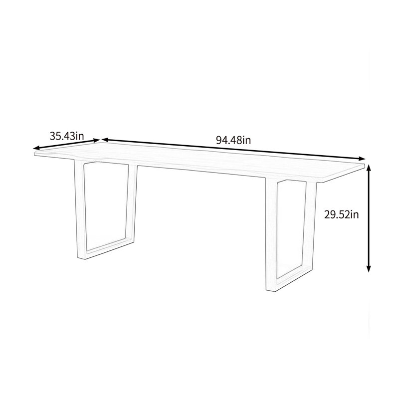 All solid wood practical dining table, 29.52"H x 94.48"L x 35.43"W