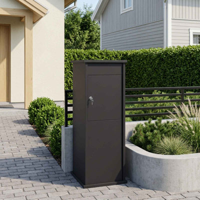 Vidaxl Mailbox Black 15.75 X 15.75 X 39.37 In Steel