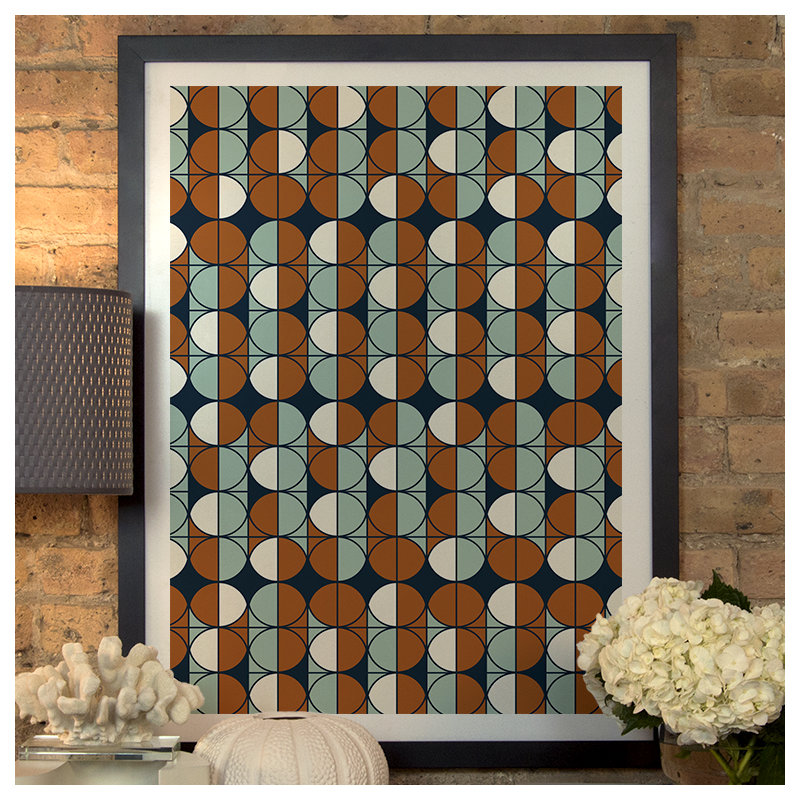 « rétro pattern », impression, H 32 po x l 24 po x P 1 po, Papier encadré noir