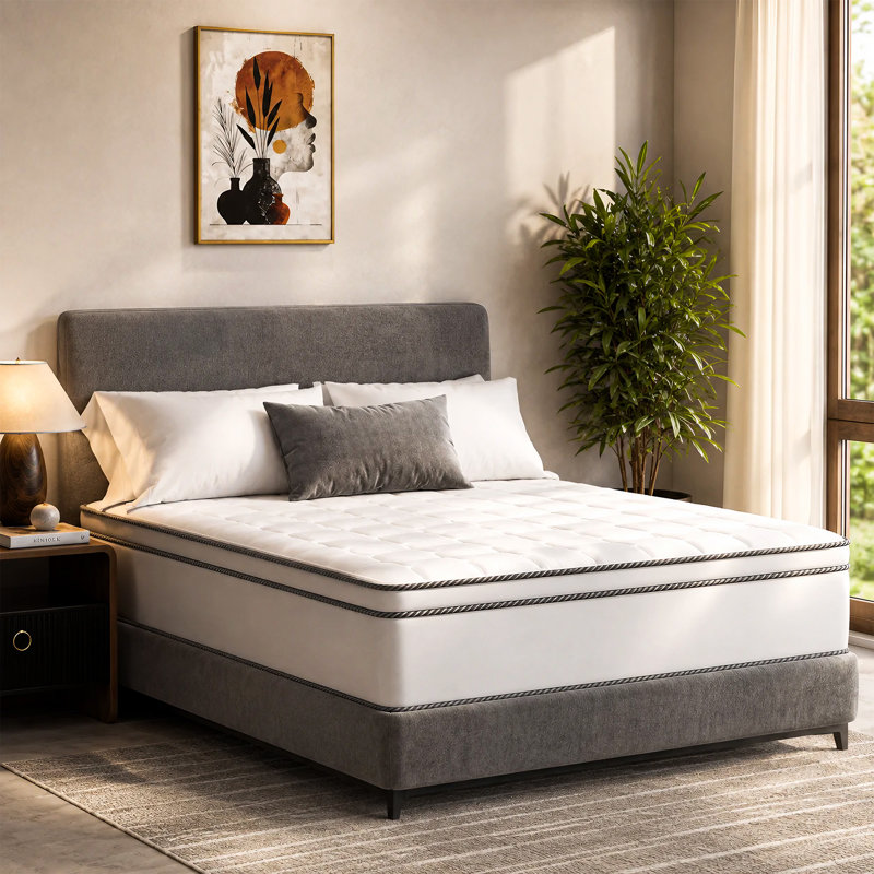 9" Medium Firm Euro Top Fully Assembled Innerspring Hybrid Mattress, Twin XL, No Box Spring