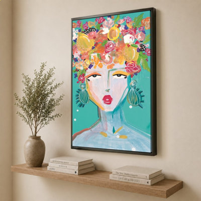 "Floral Lady Turquoise" par Nola James - Impression sur toile
