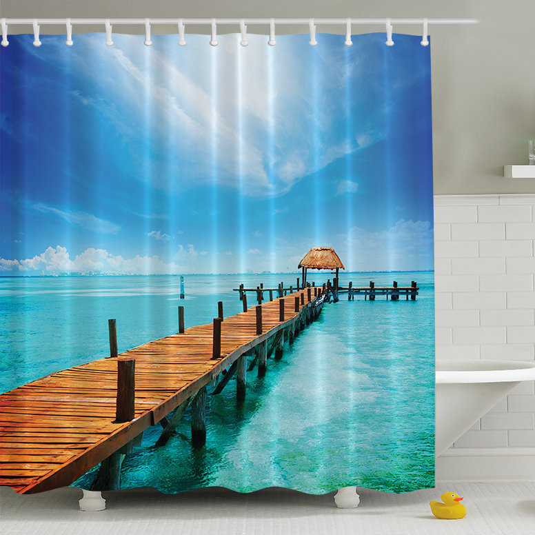 Rideau de douche simple à motif travers the ocean