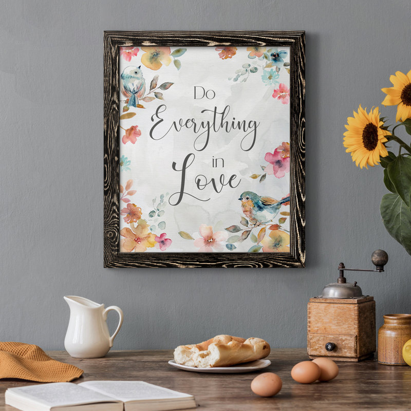 «Spring Bird Love», art textuel sur toile, Noir, H 20 po x l 17 po x P 1 po