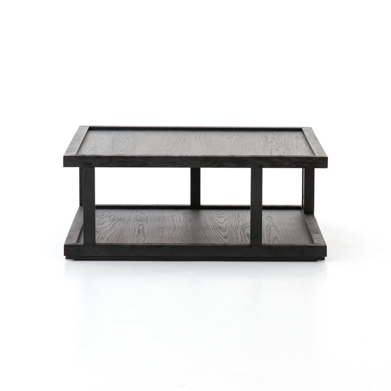 Charley Solid Wood Coffee Table, Drifted Matte Black Veneer