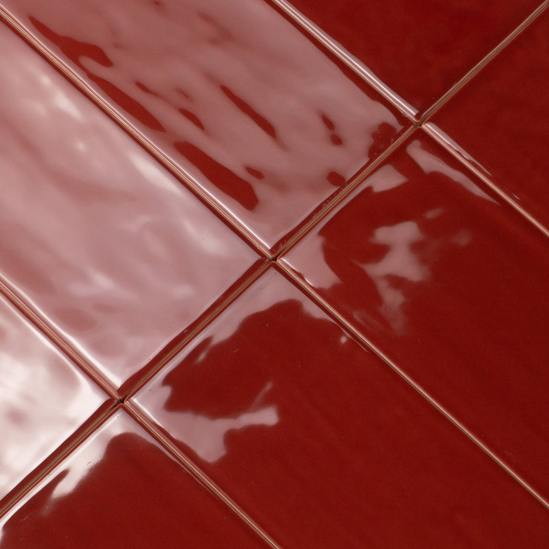 Jade 4" x 8" Subway Wall Tile, Cherry Red 