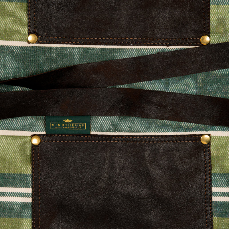SZEPVIZ STRIPE Embroidered Apron, Green/Blue/Black