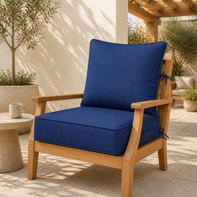 Ensemble de coussins pour chaise d'extérieur de 16,5 cm d'épaisseur, siège en mousse de 61 x 61 cm avec coussin de dossier, housse amovible et attaches