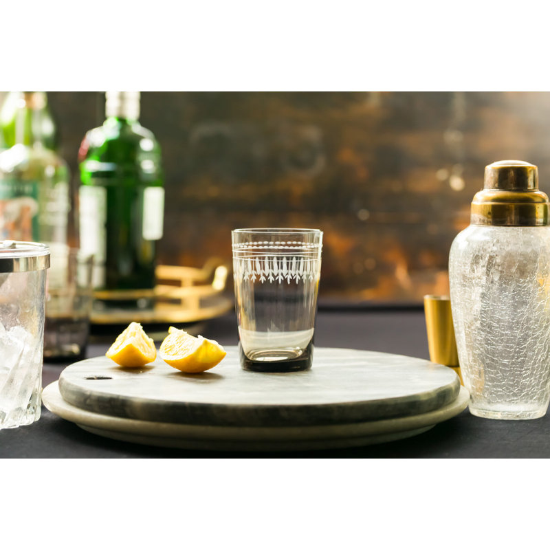Handmade Crystal Drinking Glass, Clear/Black
