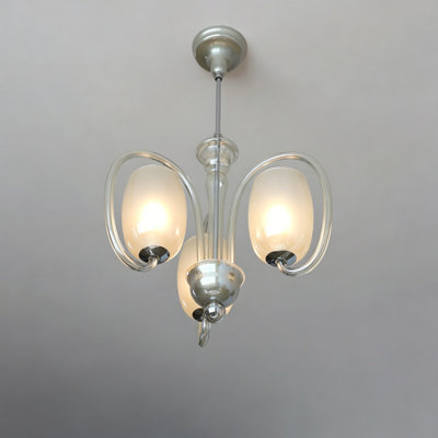 Luminaire suspendu en fer forgé 16,93 "vintage avec abat-jour en verre - Style Mid-Century pour le salon, la salle à manger et la chambre à coucher