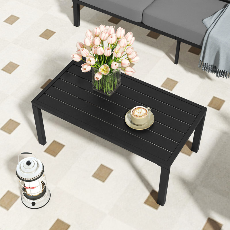 Table basse d'extérieur en aluminium noir 1 pièce Heim, Noir
