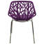 Chaise de salle à manger empilable Hadda avec dossier à découpes florales et pieds en acier inoxydable-1697409756
