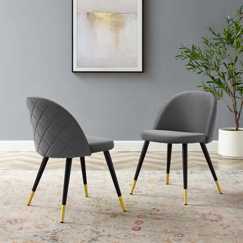 Cordial Performance Velvet Dining Chairs - Set of 2, Gray Velvet