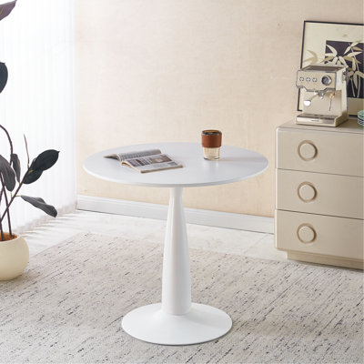 Table à piédestal moderne de 31,5 pouces de style Mid-Century, table de salle à manger multifonctionnelle pour 4 à 6 personnes et grande table basse, plateau en MDF blanc pour le salon, la cuisine et le bureau
