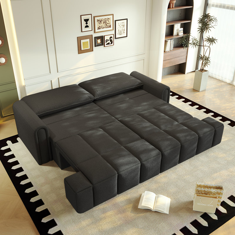Canapé confortable en tissu 4 places avec rangement intégré, convertible en canapé-lit très grand Comfy, Noir
