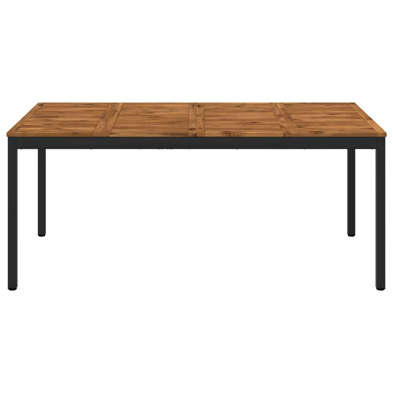 Acacia Metal Base Dining Table, Brown, Black, 75cm H x 180cm W x 88.5cm D