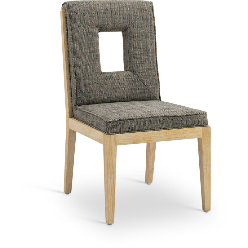 Chaise d'appoint Flore, Tissu gris texturé en lin, Naturel