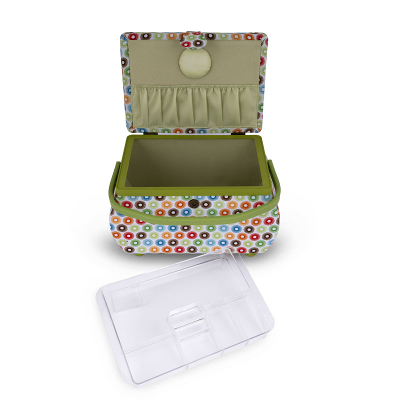 Dritz Large Curved Sewing Basket, Multicolor Retro