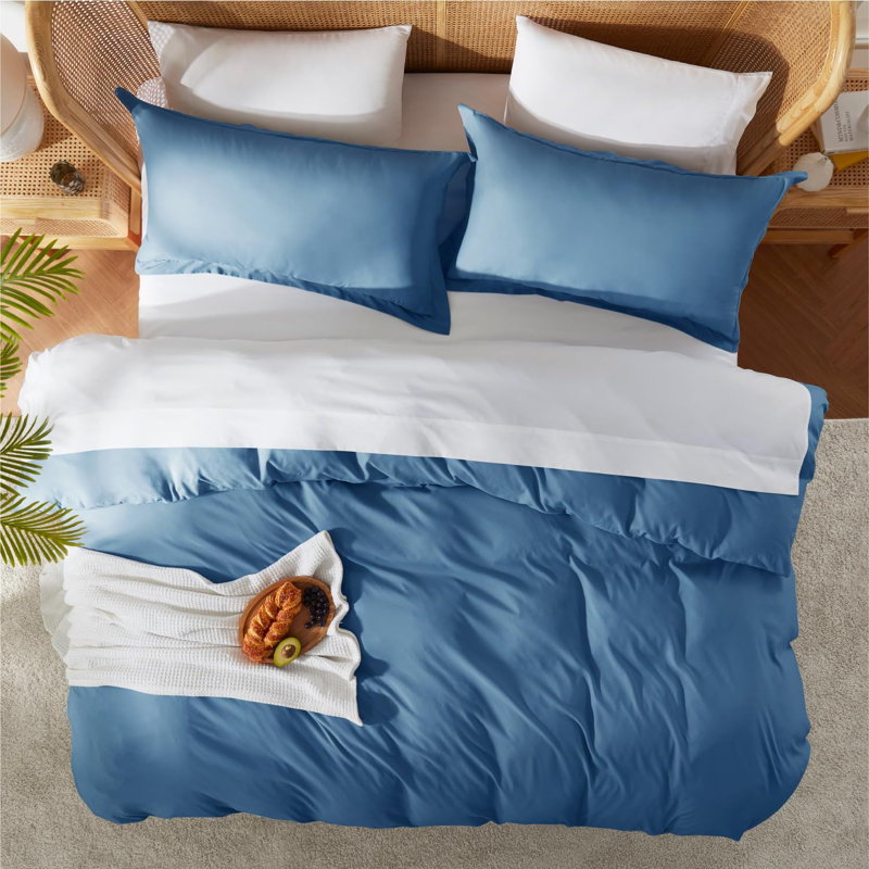 Polyester Floral Duvet Cover, Blue Heaven