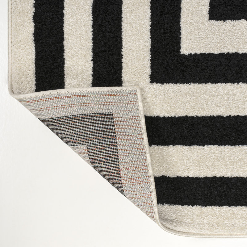 Tapis noir / ivoire Isibeal, Tapis de couloir 2 pi 2 po x 8 pi