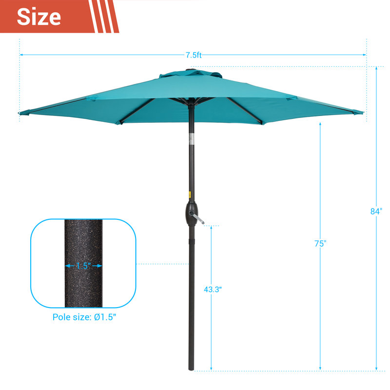 Parasol Sawyer, 84.6" H x 90" W x 90" D, Turquoise