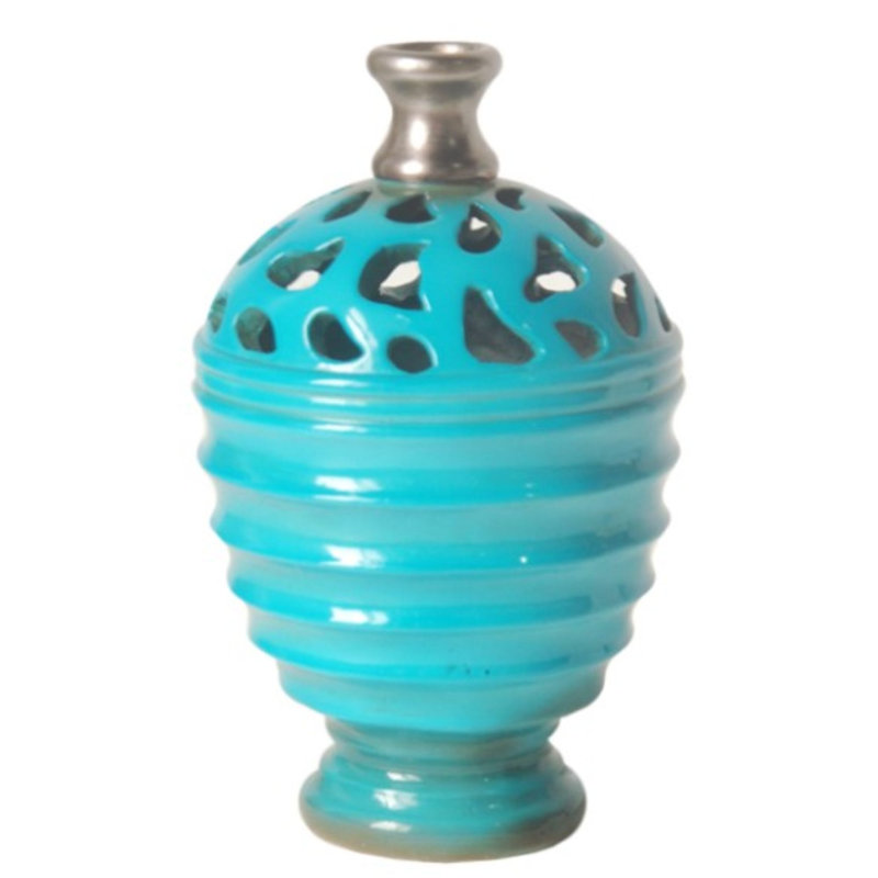 Vase 9,5 ", Bleu azuré / gris