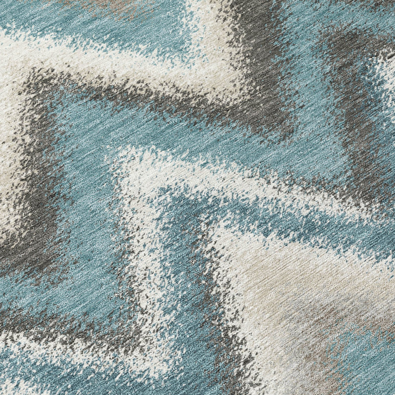 Machine Washable Indoor/Outdoor Chantille ACN2596 Geometric Rug, Teal, 3' x 5'