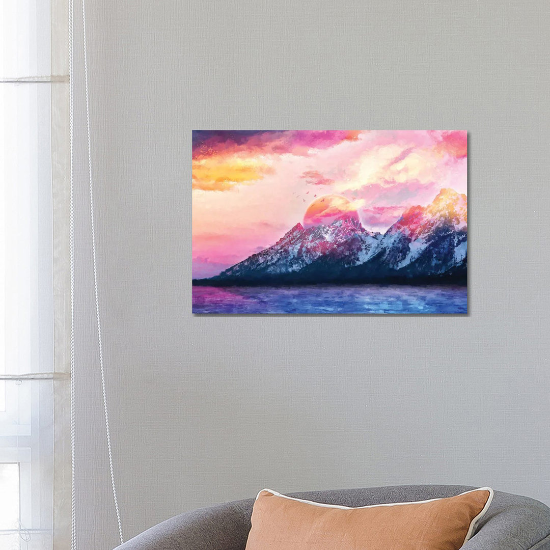 Digital Art VII - Dreamy Wyoming Mountains von ARTenyo - Galerie-Giclée auf Leinwand