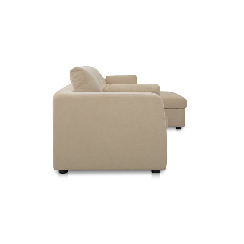 Burrow Sleeper Sectional With Storage Chaise Sand Right, Right Hand Facing, Beige Polyester