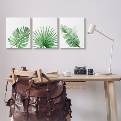 " Green Leaves Modern Green Tropical Palm Fans " by Patricia Pinto 3 - Pieces