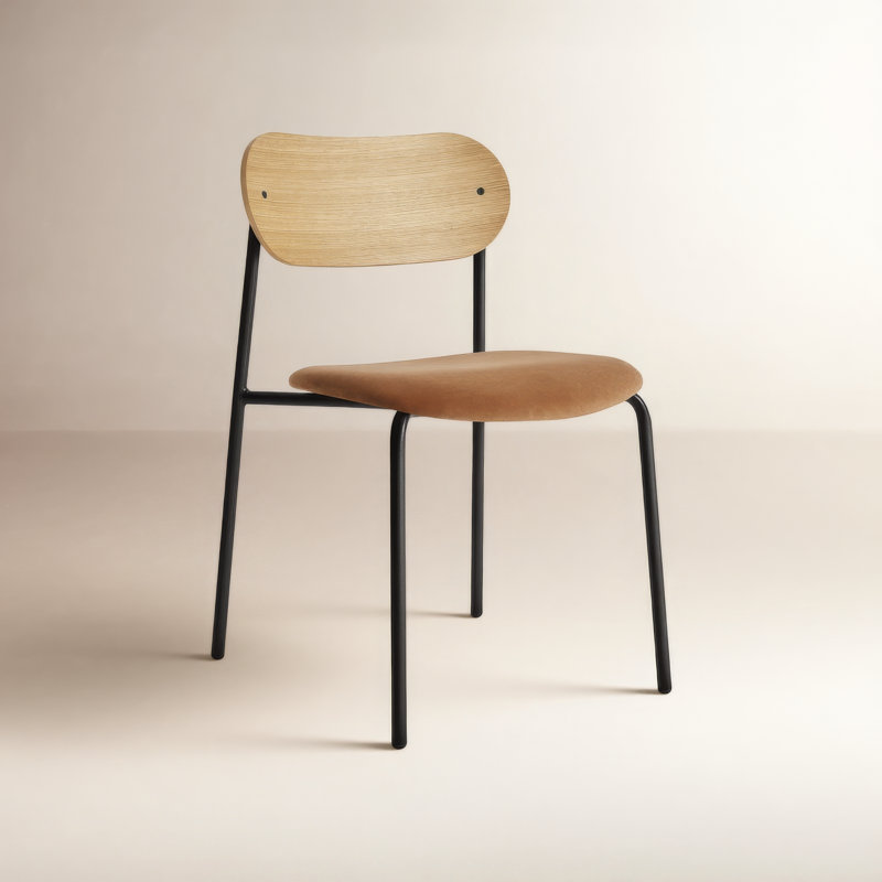 SideBySide Upholstered Dining Chair, Copper Velvet, White Oak