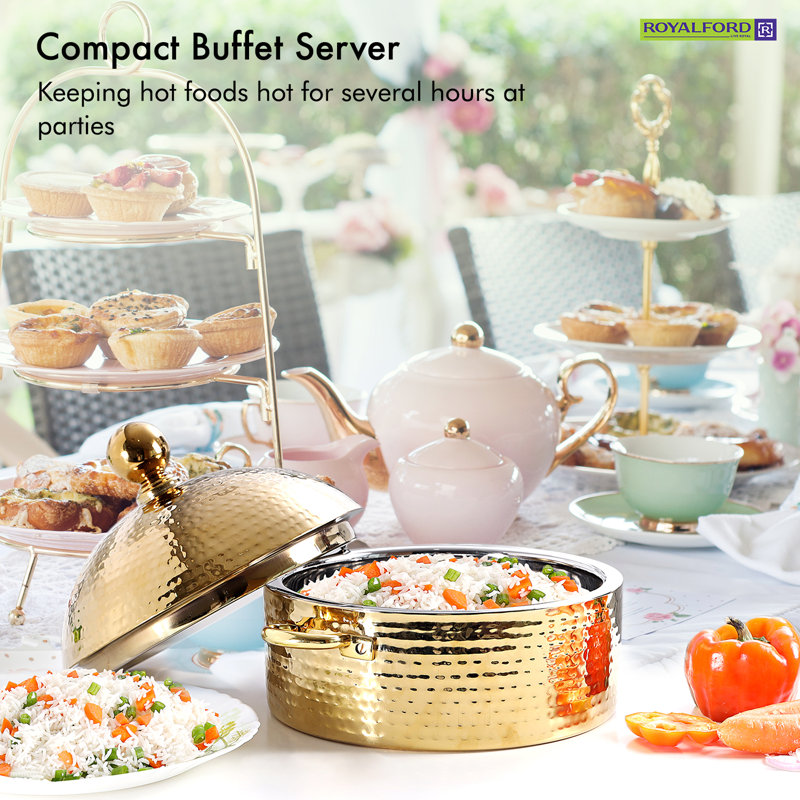Monarch 3 L Chafing Dish, 15cm H x 42cm W x 31cm D, Gold
