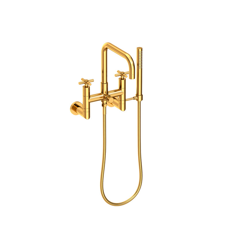 Exposed Tub & Hand Shower Set - Wall Mount, Forever Brass