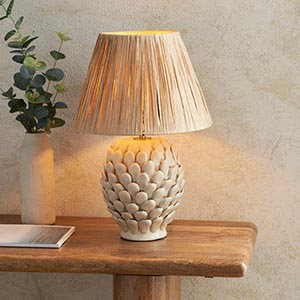 Layered Leaf Ceramic and Wicker/Rattan Standard