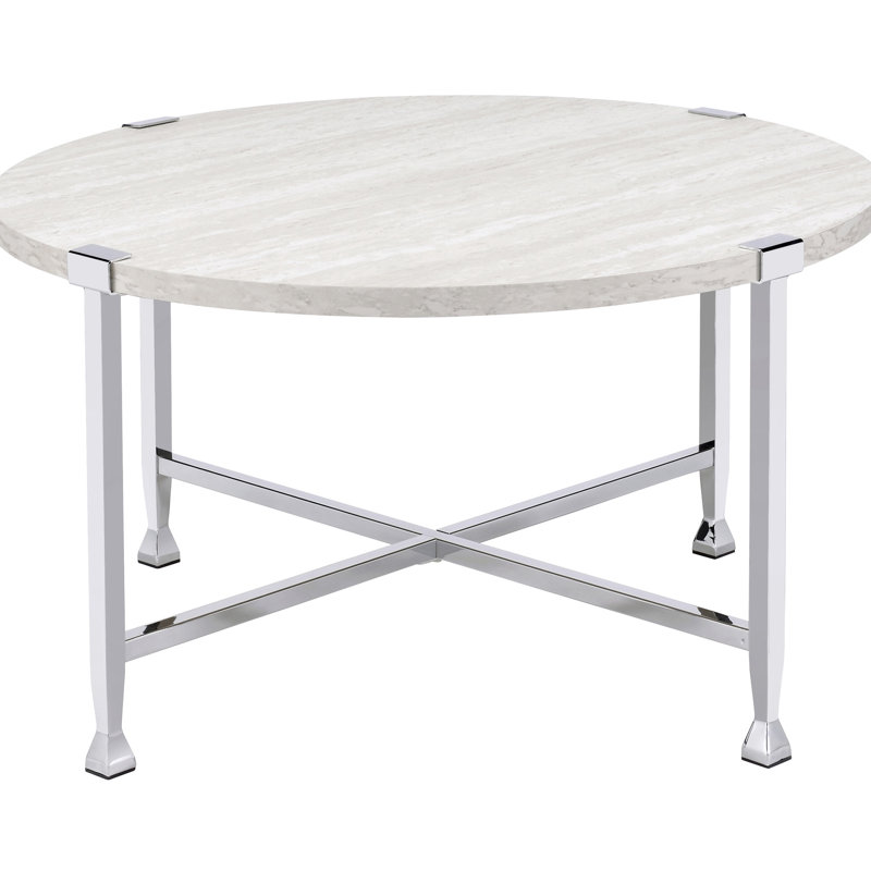 Chêne blanc et table basse ronde - sensation de décor industriel ajoutée