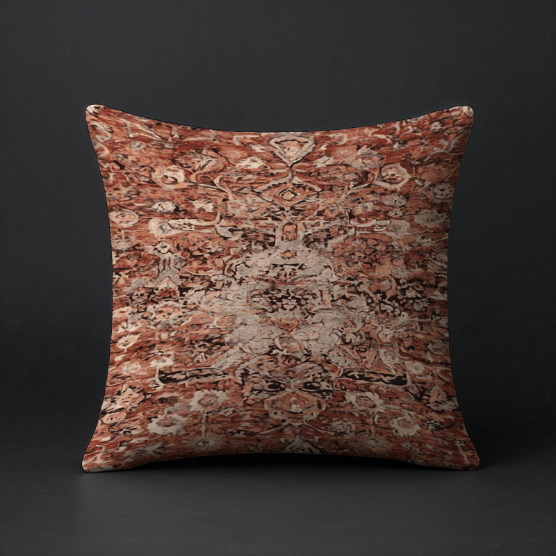 Coussin décoratif intérieur et extérieur Modern, Abstrait brun foncé, Carré 16 po