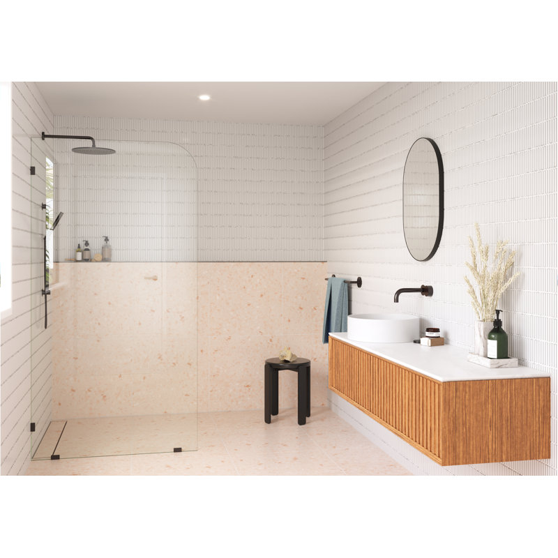 Solaris 40 in. x 78 in. Fully Frameless Radius Single Fixed Shower Panel, Oil Rubbed Bronze