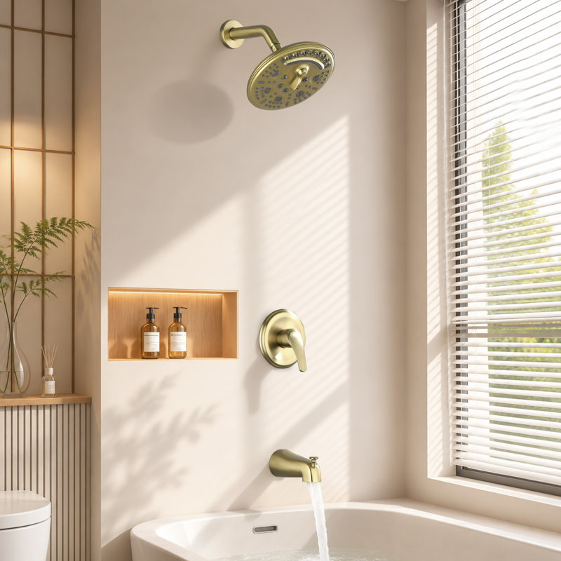 Système de douche 8 pluies à 8 fonctions, robinet de douche et baignoire à pression équilibrée avec valve en laiton 8 pouces