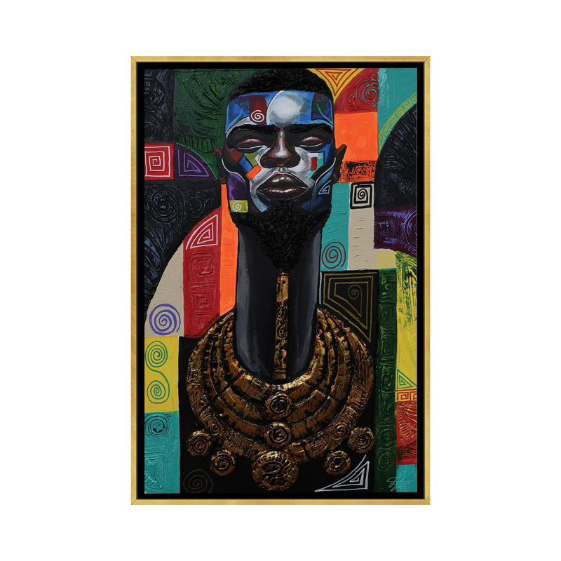 «King Vibes», reproduction d'art sur toile encadrée, H 26 po x l 18 po, Impression encadrée sans passe-partout, Doré