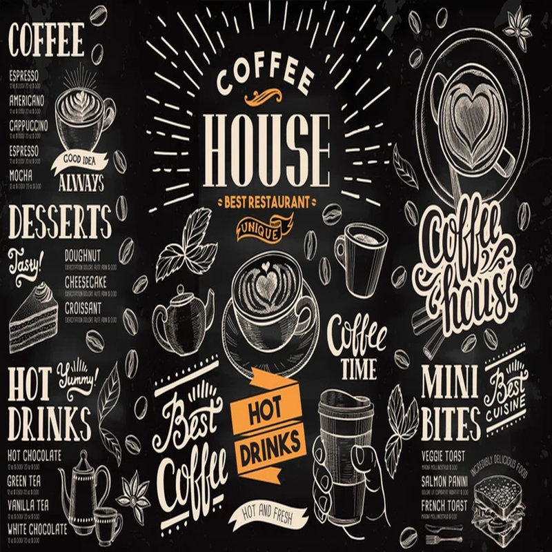 Chalkboard Café Vibes, 108" L x 160" W